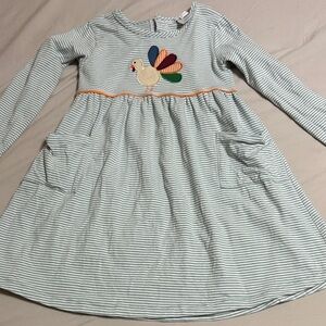 Striped Dress with Turkey Appliqué